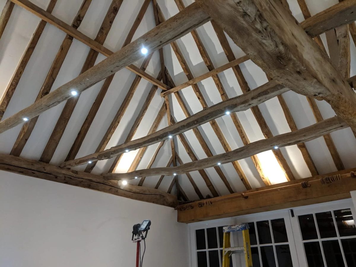 Electrical work in a timber interior