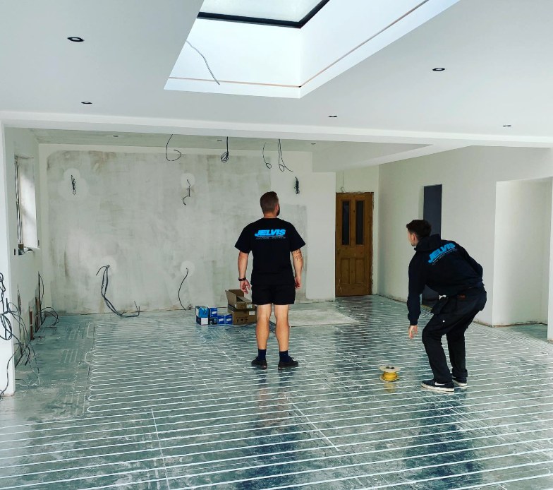Underfloor heating in progress